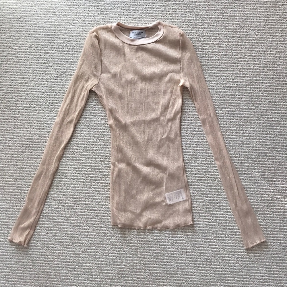 Gold sparkle mesh top